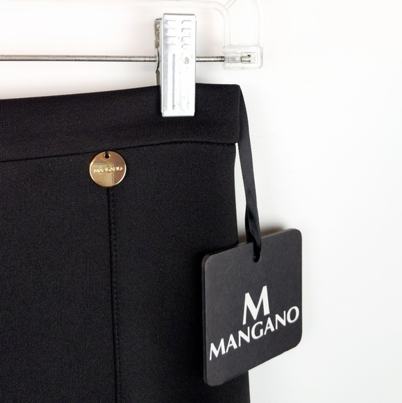 MANGANO Black Neoprene Exaggerated High Low Skirt NWT Italian Made - Picture 3 of 6